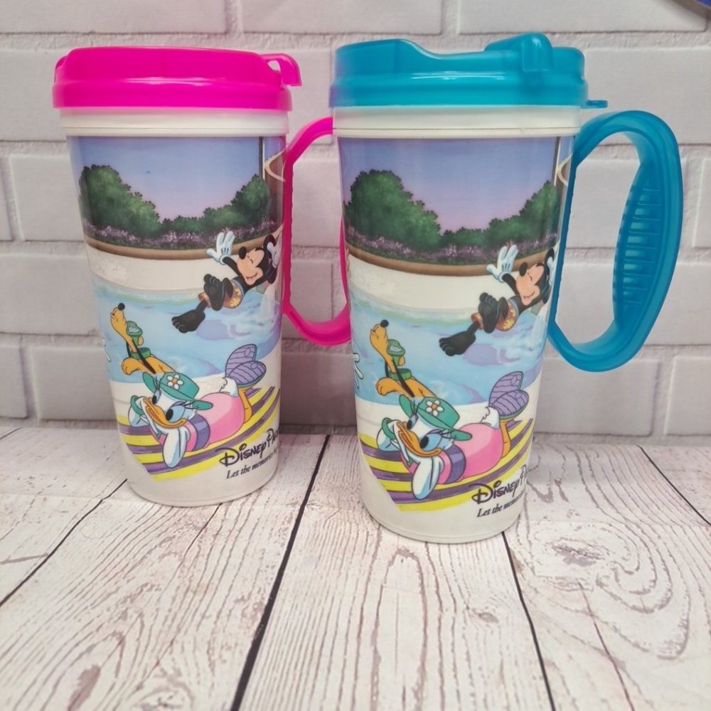 WDW Resort Parks Rapid Refillable Mug Handle Cap‎ Disney World Lot Of 2 Boy Girl